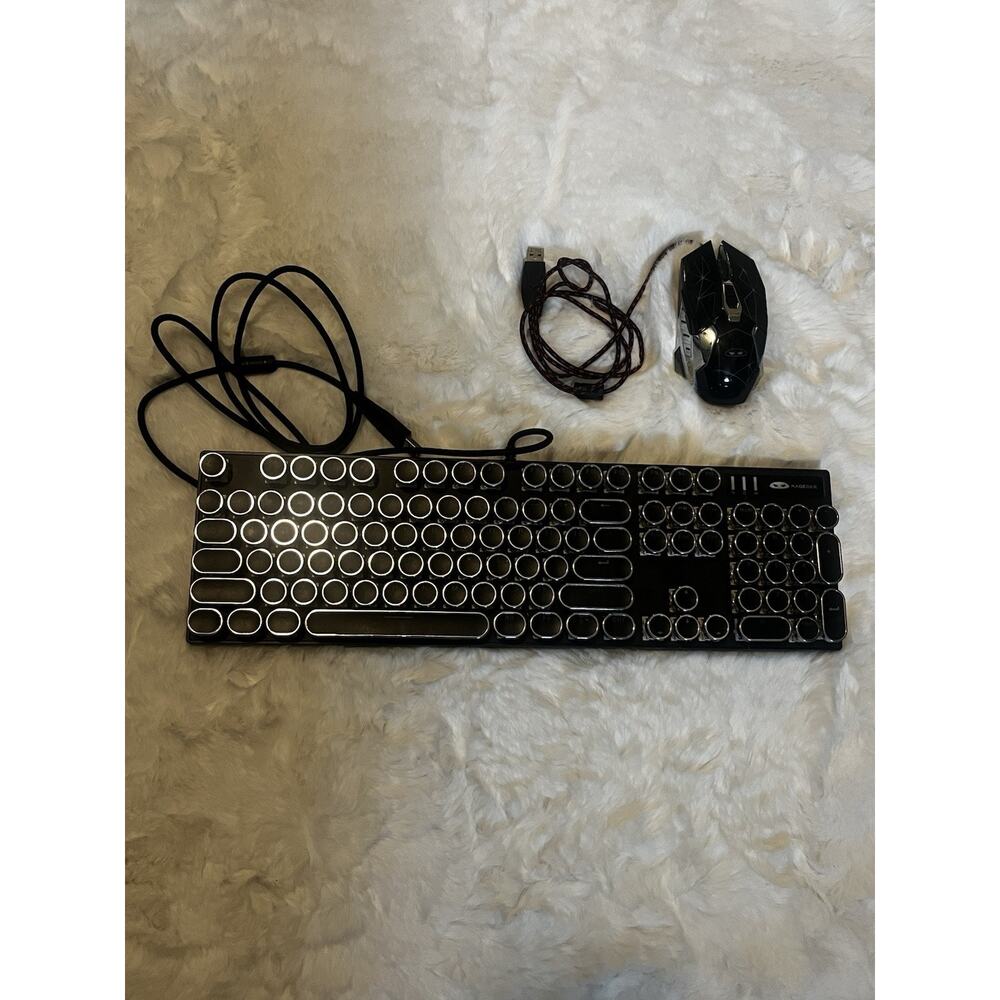 MAGEGEE Gaming Wired RGB Keyboard and Mouse Bundle, Black, Round Keycaps